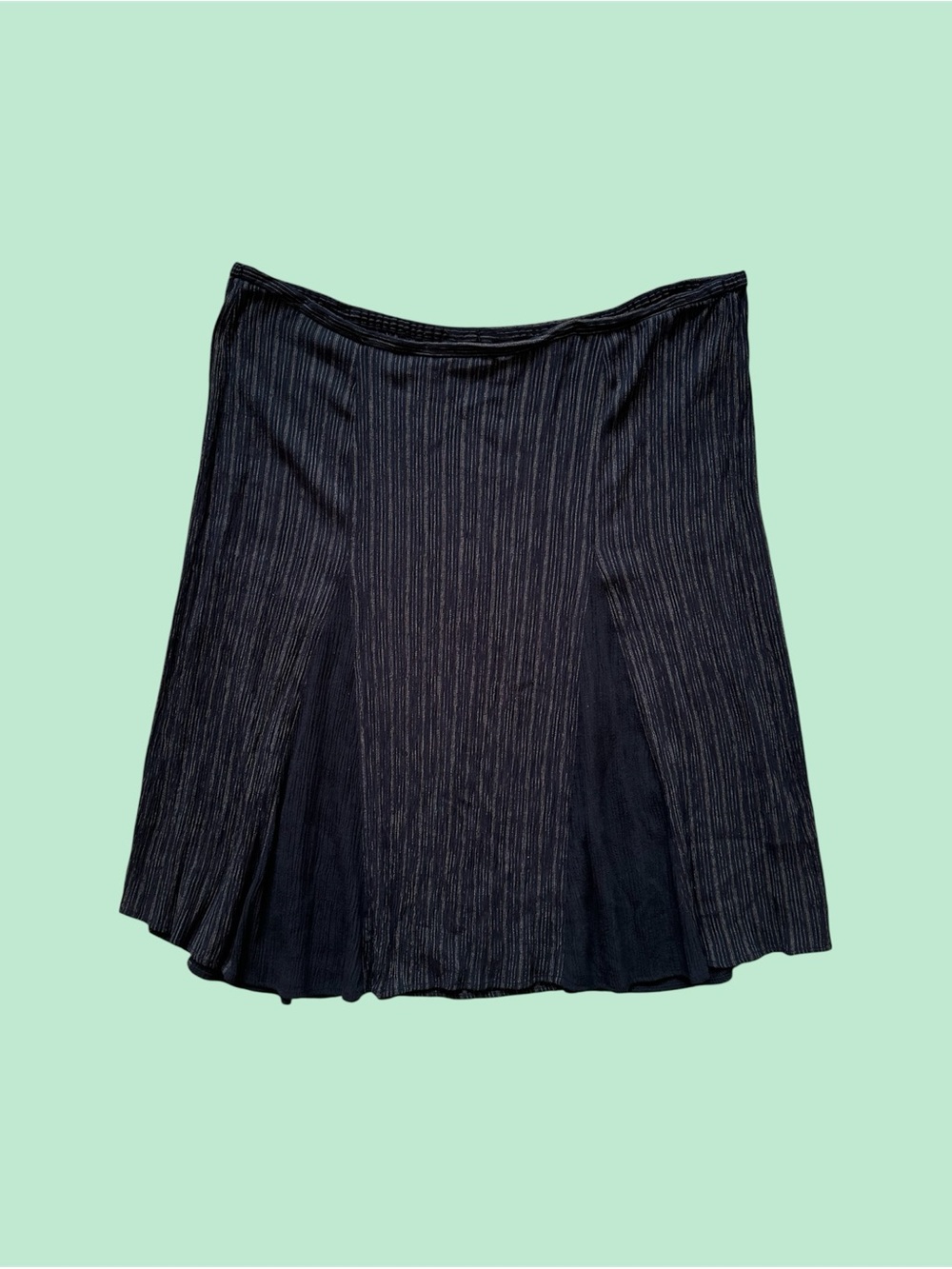 Vintage Black Knee Length Striped Skirt